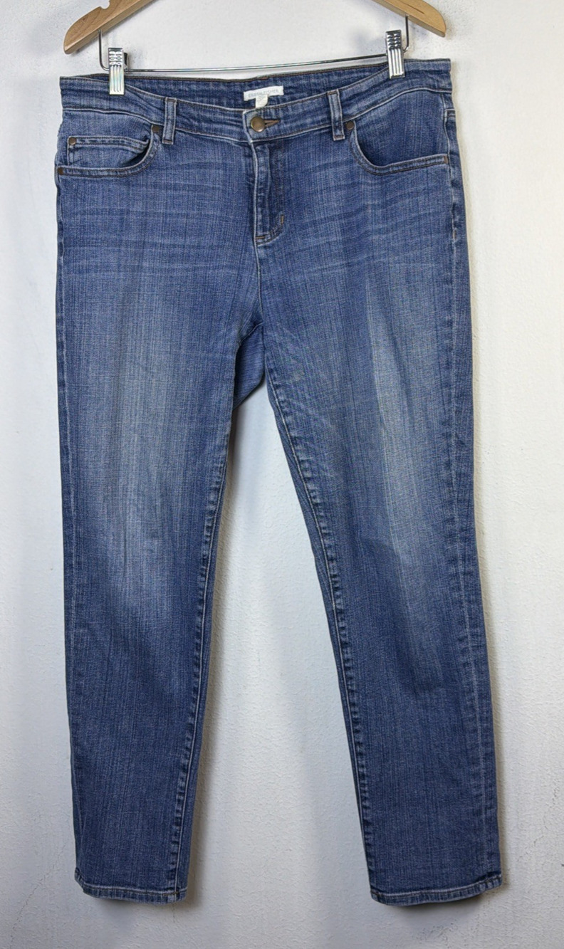 Eileen Fisher Straight Leg blue Jeans Size 10 bohemian western classic designer